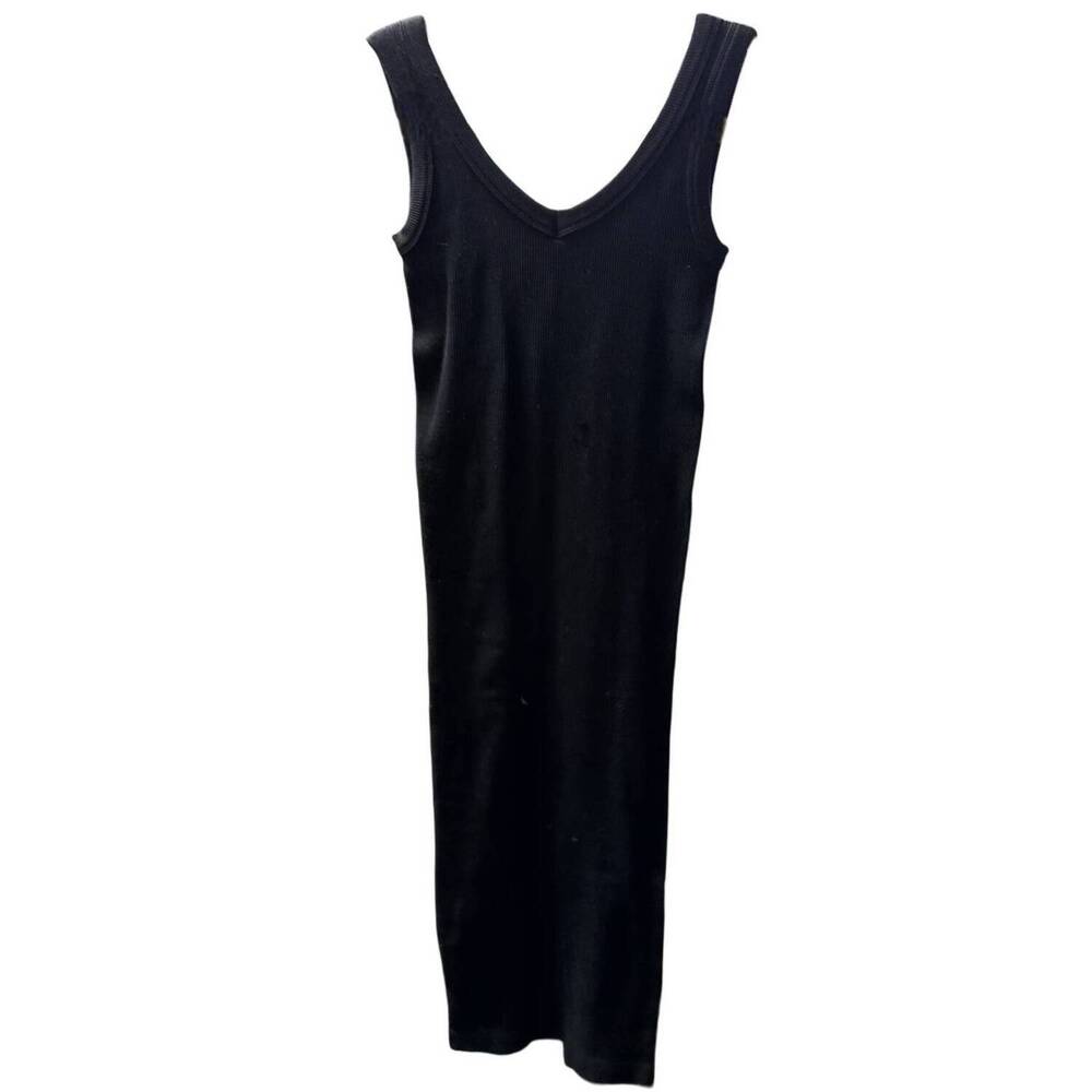 NEW DYNAMIC FASHION women's v neck ribbed tank dress in black